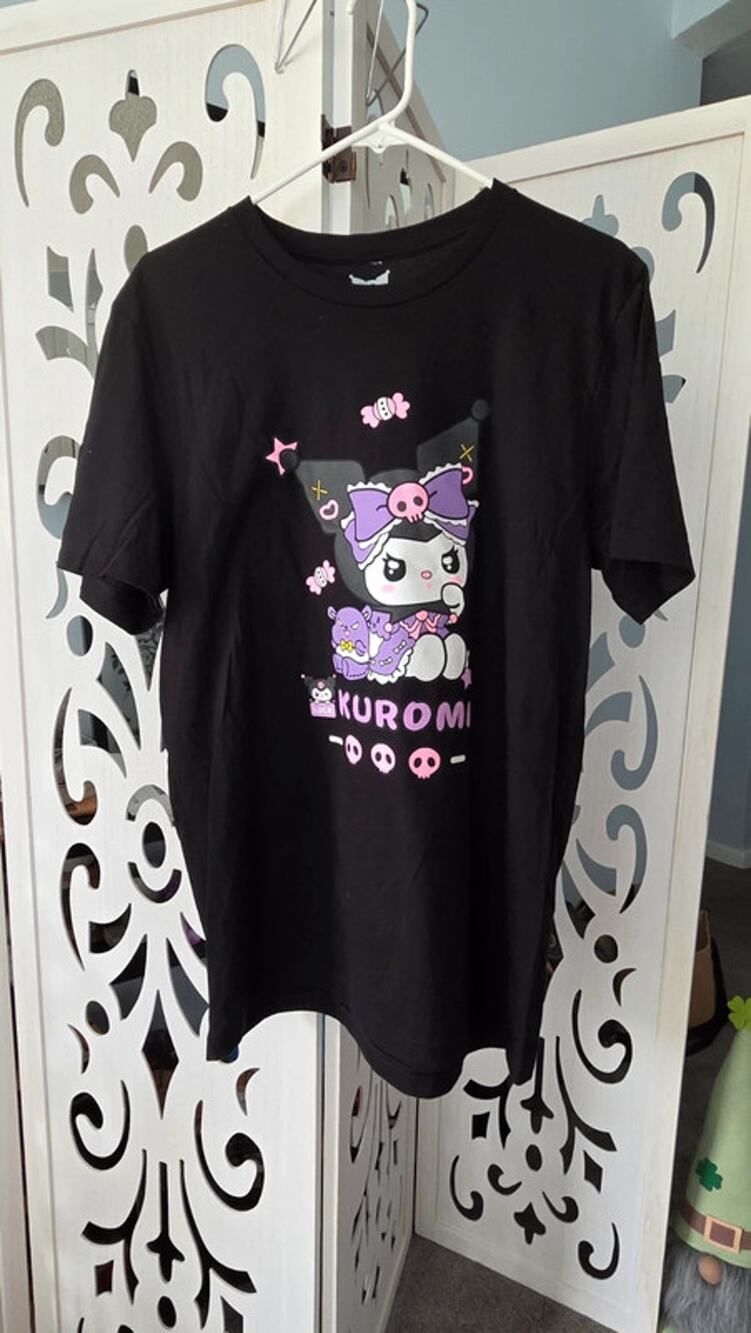 Kuromi Sanrio Graphic Tee Womens Large Black Kawaii Anime Goth Shirt nwot